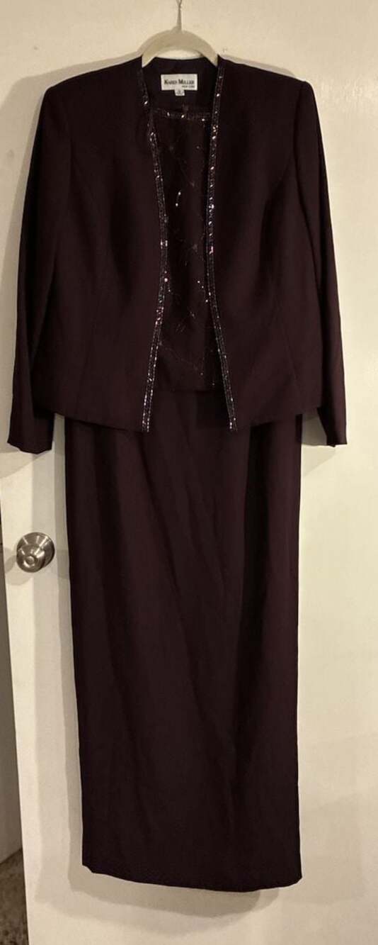 Karen Miller New York Plum Beaded Formal Dress and Jacket Suit Size 10